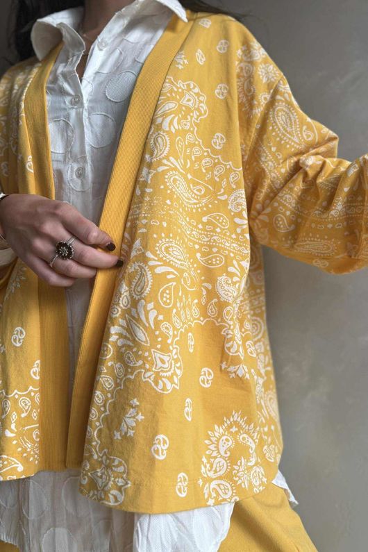 Bandana B Kimono Sweatshirt Jacket Lemonade